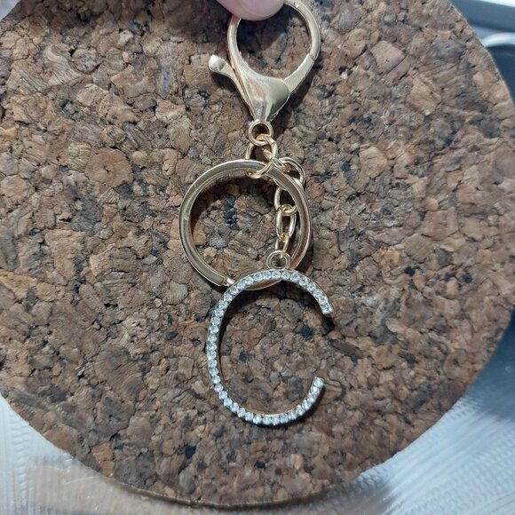 Initial Letter C Simple Keychains Bag Charm Accessory Blingy - Picture 2 of 6